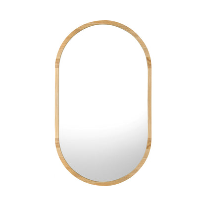 Oikiture Wooden Wall Mirrors Oval Mirror 84x50cm Set of 2-Wall Mirror-PEROZ Accessories
