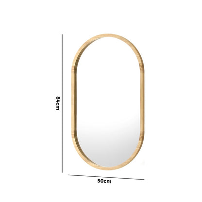 Oikiture Wooden Wall Mirrors Oval Mirror 84x50cm Set of 2-Wall Mirror-PEROZ Accessories
