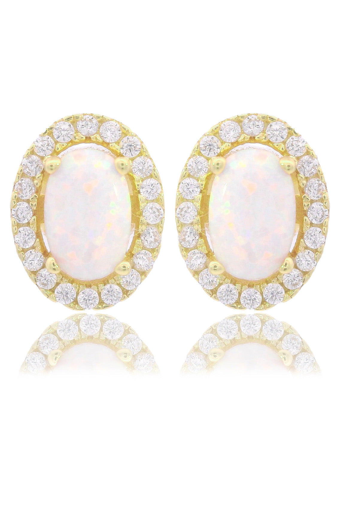 OPAL GLOW BLACKWATTLE WHITE CREATED OPAL EARRINGS GOLD-PEROZ Accessories