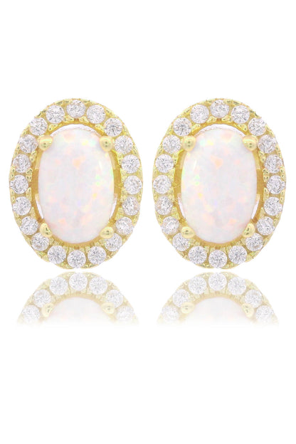 OPAL GLOW BLACKWATTLE WHITE CREATED OPAL EARRINGS GOLD-PEROZ Accessories