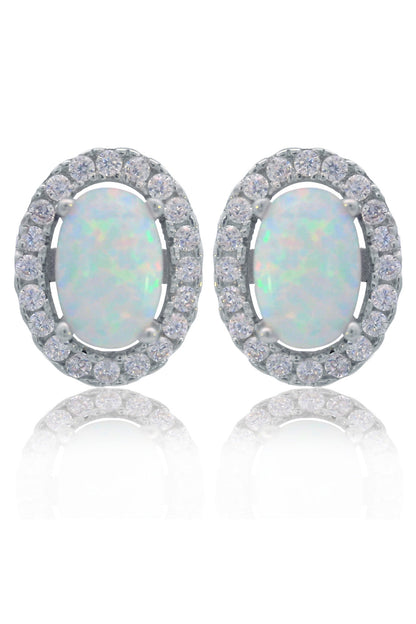 OPAL GLOW BLACKWATTLE WHITE CREATED OPAL EARRINGS SILVER-PEROZ Accessories