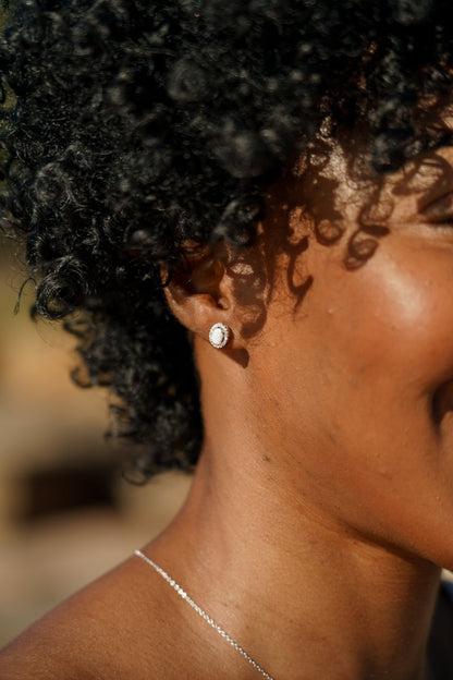 OPAL GLOW BLACKWATTLE WHITE CREATED OPAL EARRINGS SILVER-PEROZ Accessories