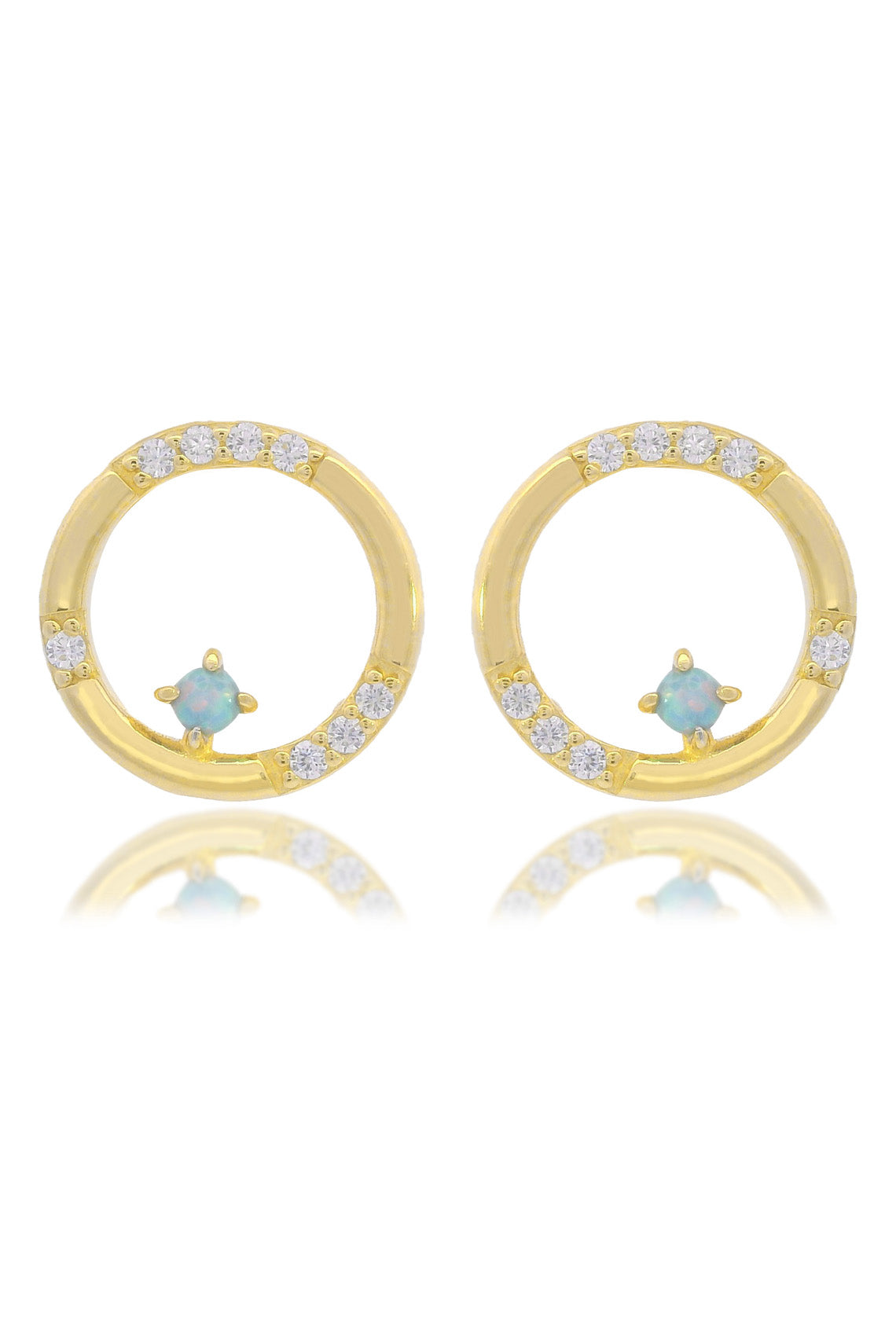 OPAL GLOW BLUE CREATED OPAL CIRCLE EARRINGS GOLD-PEROZ Accessories