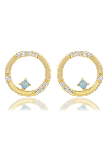 OPAL GLOW BLUE CREATED OPAL CIRCLE EARRINGS GOLD-PEROZ Accessories