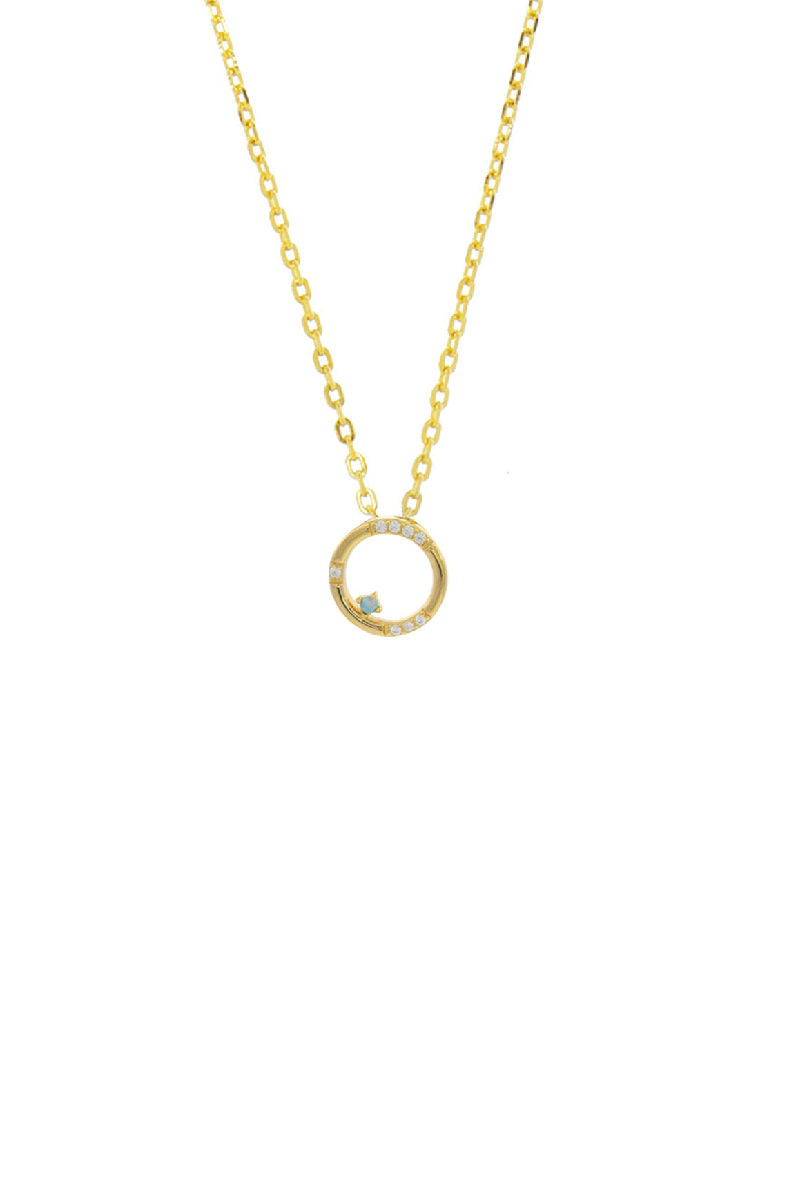 OPAL GLOW BLUE CREATED OPAL CIRCLE PENDANT GOLD-PEROZ Accessories