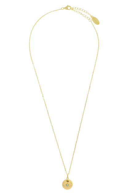 OPAL GLOW BLUE CREATED OPAL EVIL EYE MEDALION GOLD-PEROZ Accessories