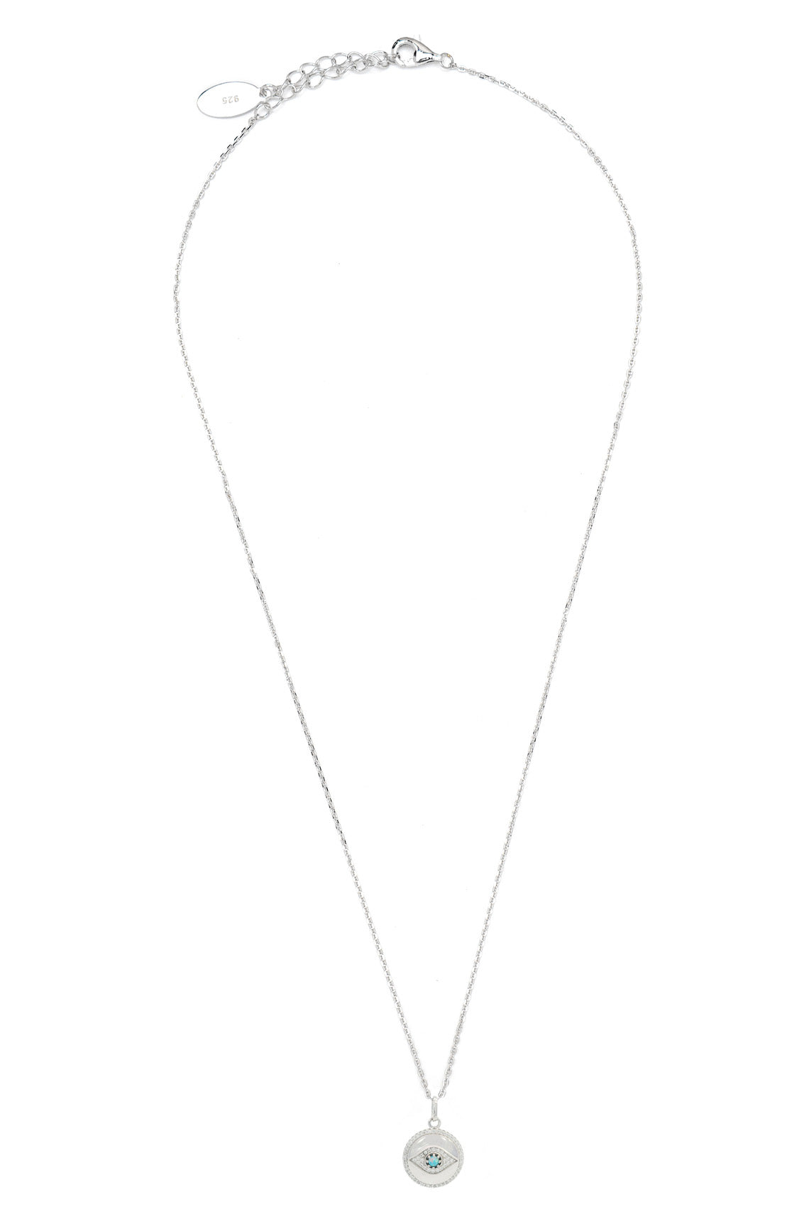 OPAL GLOW BLUE CREATED OPAL EVIL EYE MEDALION SILVER-PEROZ Accessories