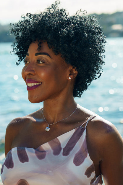 OPAL GLOW BLUE CREATED OPAL EVIL EYE MEDALION SILVER-PEROZ Accessories