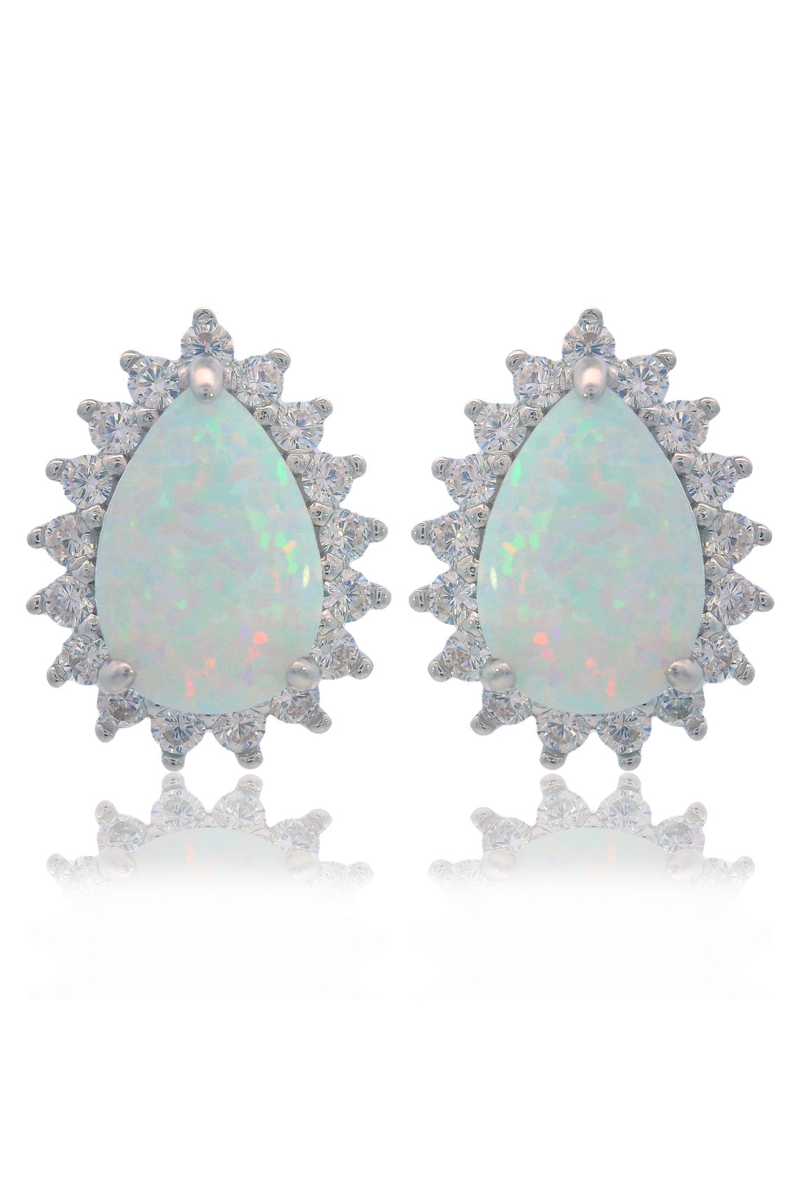 OPAL GLOW ROZELLE WHITE CREATED OPAL EARRINGS SILVER-PEROZ Accessories