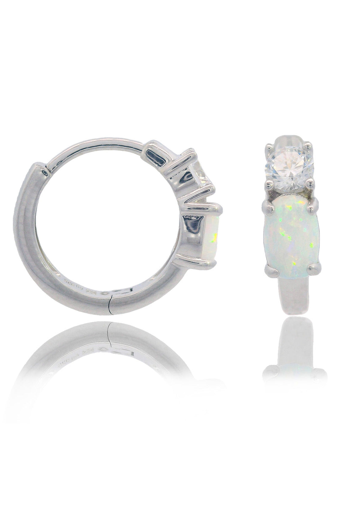 OPAL GLOW WHITE CREATED OPAL HOOP EARRINGS SILVER-PEROZ Accessories
