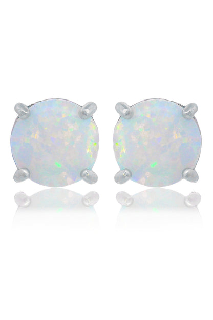OPAL GLOW WHITE CREATED OPAL STUD EARRINGS SILVER-PEROZ Accessories