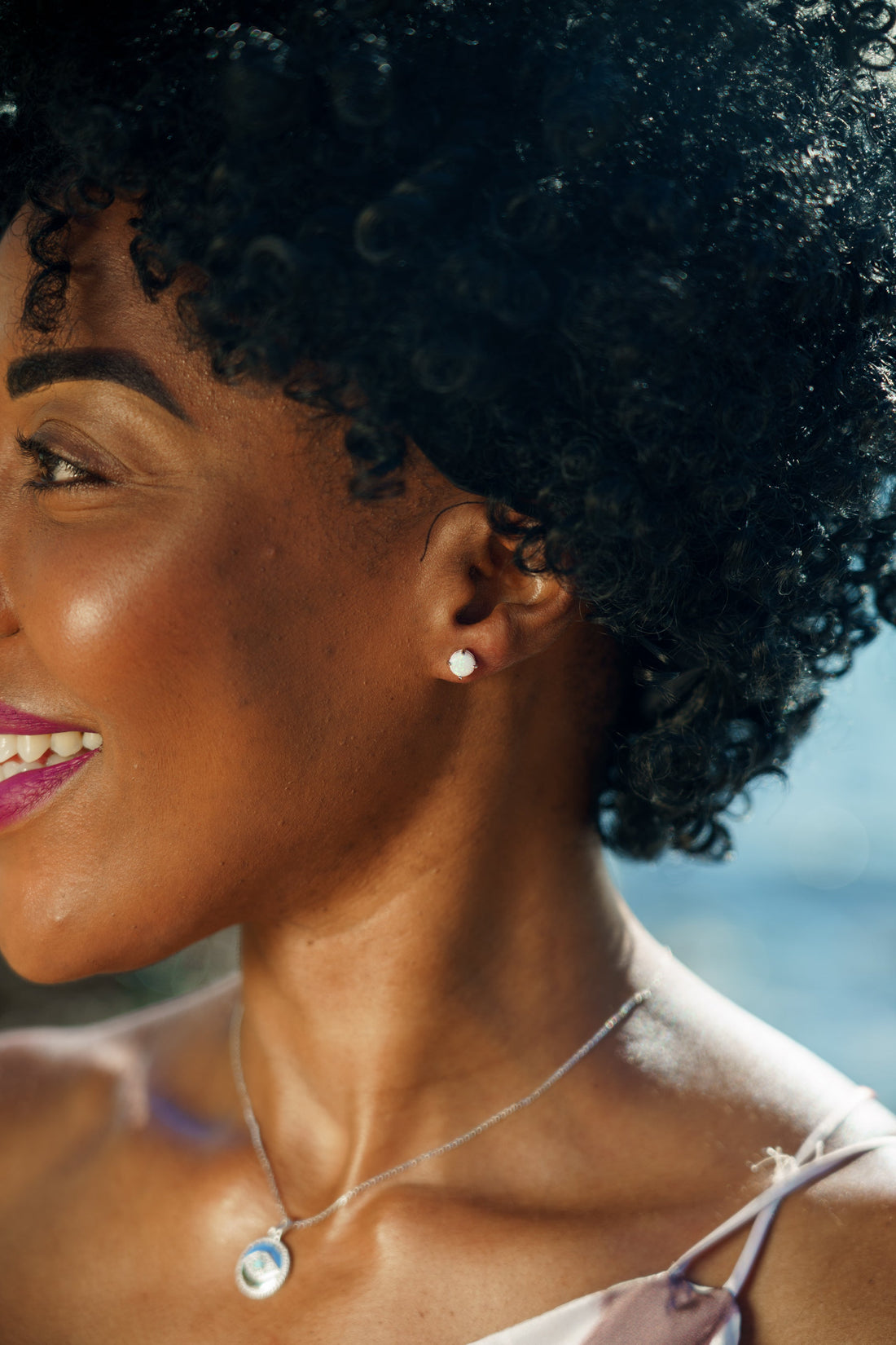 OPAL GLOW WHITE CREATED OPAL STUD EARRINGS SILVER-PEROZ Accessories