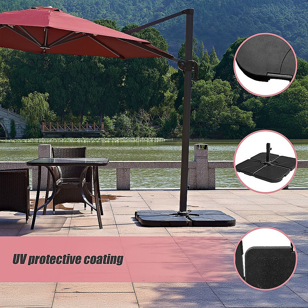 Outdoor Patio 4-Piece Cantilever Offset 3M Umbrella Base Stand Weight Water Sand-Home &amp; Garden > Shading > Umbrellas &amp; Sunshades-PEROZ Accessories
