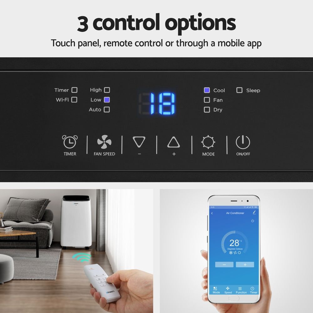 Devanti Portable Air Conditioner WiFi 7000BTU-Appliances > Air Conditioners > Air Conditioner Accessories-PEROZ Accessories