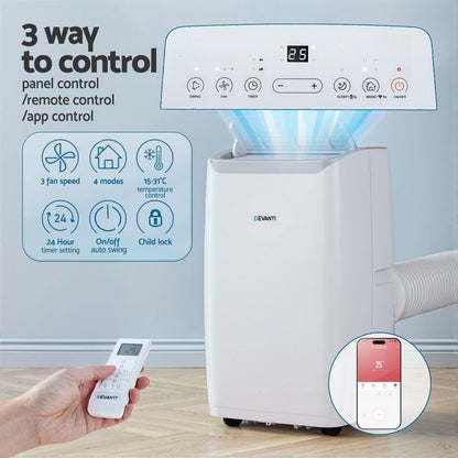 Devanti Portable Air Conditioner Dehumidifier Fan 14000BTU-Appliances > Air Conditioners > Portable Air Conditioners-PEROZ Accessories