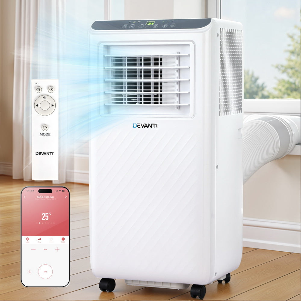 3-in-1 Devanti Portable Air Conditioner Dehumidifier Fan 7000BTU-Appliances &gt; Air Conditioners &gt; Portable Air Conditioners-PEROZ Accessories