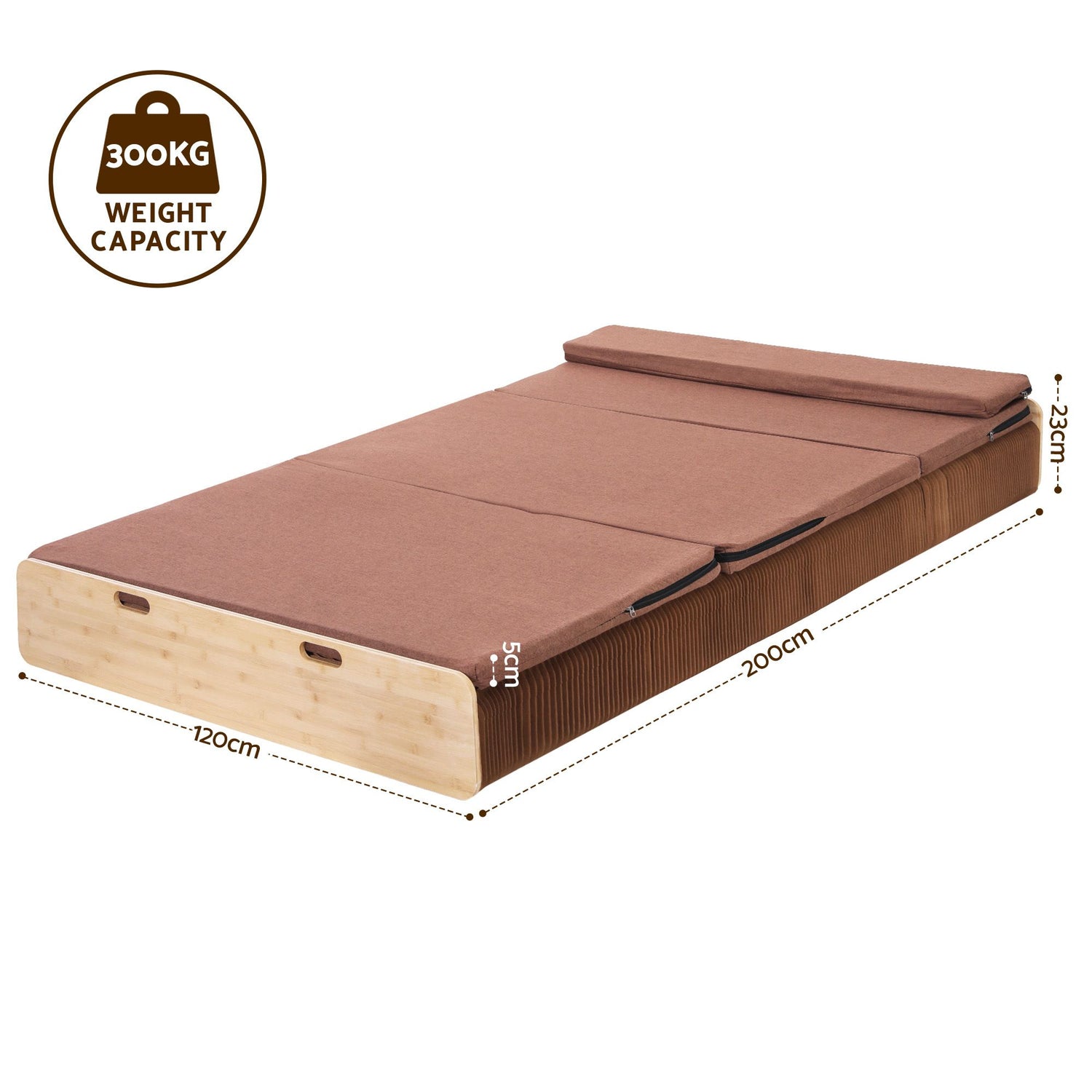 Artiss Folding Kraft Paper Bed Frame with Mattress and Pillow 300kg Capacity 200x120cm-Furniture > Bedroom > Beds &amp; Bed Frames-PEROZ Accessories