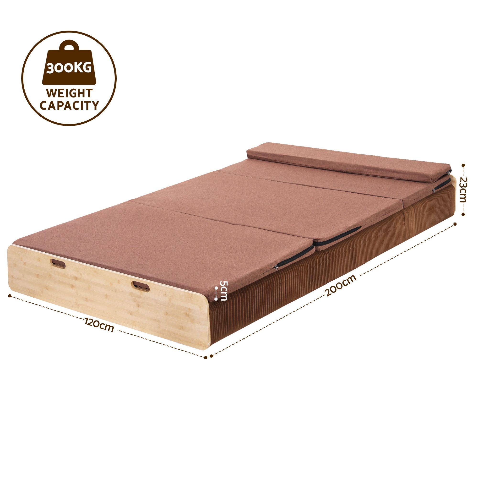 Artiss Folding Kraft Paper Bed Frame with Mattress and Pillow 300kg Capacity 200x120cm-Furniture > Bedroom > Beds &amp; Bed Frames-PEROZ Accessories