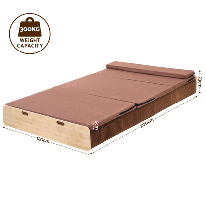 Artiss Folding Kraft Paper Bed Frame with Mattress and Pillow 300kg Capacity 200x120cm-Furniture > Bedroom > Beds &amp; Bed Frames-PEROZ Accessories