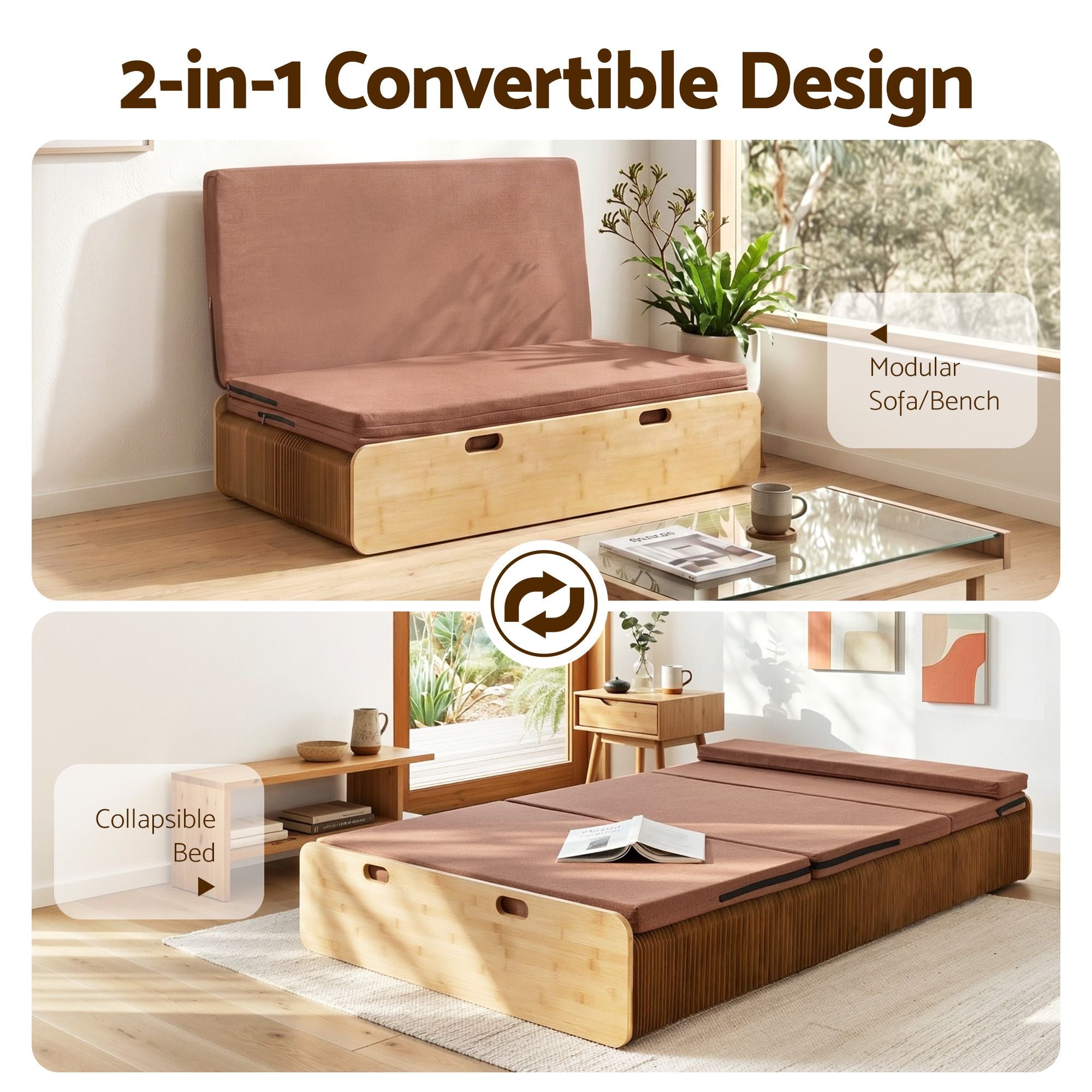 Artiss Folding Kraft Paper Bed Frame with Mattress and Pillow 300kg Capacity 200x120cm-Furniture > Bedroom > Beds &amp; Bed Frames-PEROZ Accessories