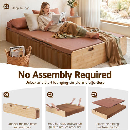 Artiss Folding Kraft Paper Bed Frame with Mattress and Pillow 300kg Capacity 200x120cm-Furniture > Bedroom > Beds &amp; Bed Frames-PEROZ Accessories