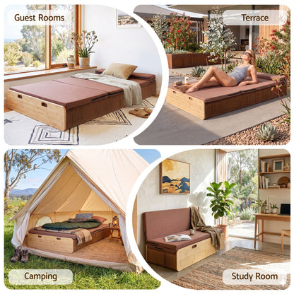 Artiss Folding Kraft Paper Bed Frame with Mattress and Pillow 300kg Capacity 200x120cm-Furniture > Bedroom > Beds &amp; Bed Frames-PEROZ Accessories
