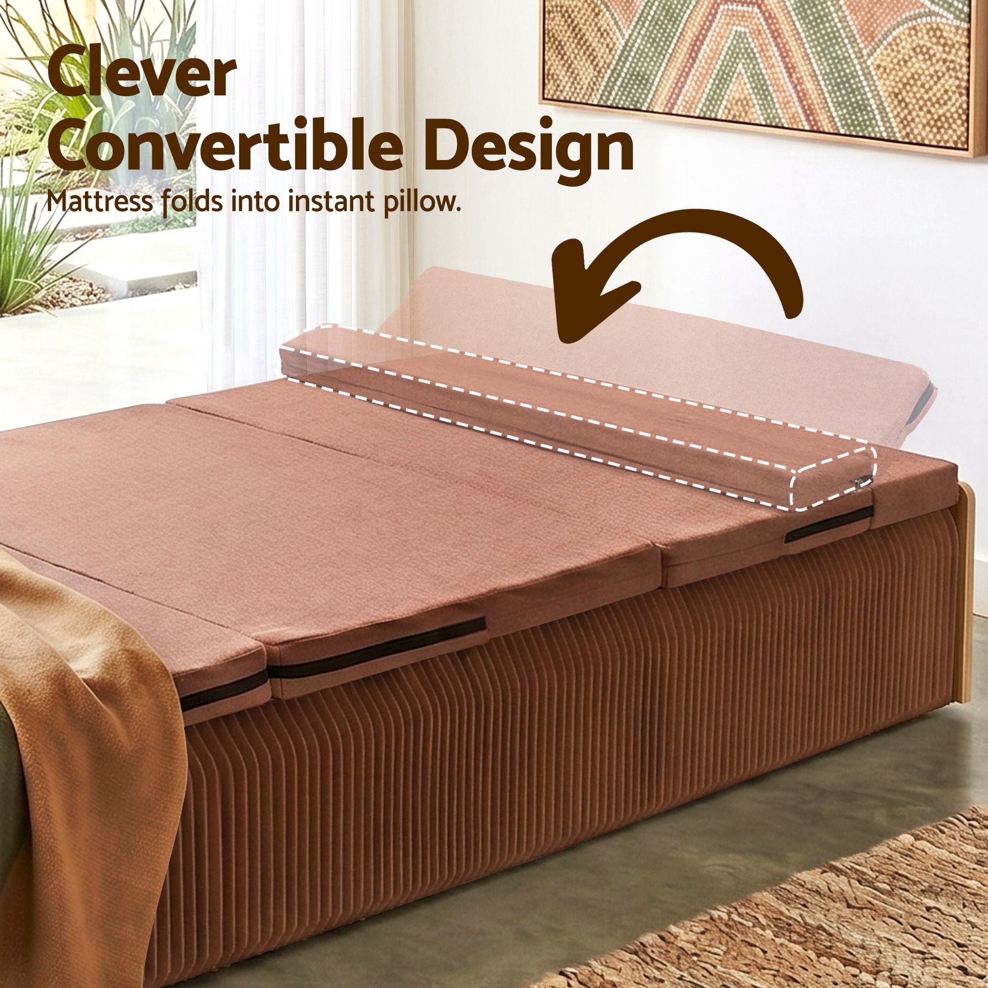 Artiss Folding Kraft Paper Bed Frame with Mattress and Pillow 300kg Capacity 200x120cm-Furniture > Bedroom > Beds &amp; Bed Frames-PEROZ Accessories