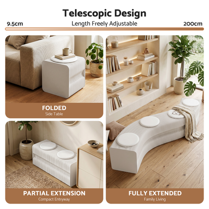 Artiss Folding Paper Bench With 4 PU Leather Seat Pads Expandable Accordion Stool For 4 Seats-Furniture > Living Room > Ottomans &amp; Footstools-PEROZ Accessories