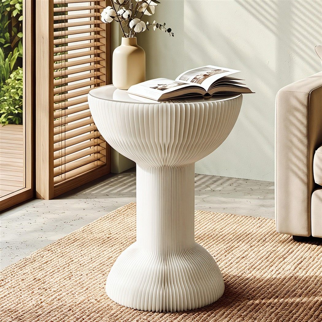 Artiss Paper End Table Honeycomb Coffee Table Foldable Round Bedside Side Table White 40x55cm-Furniture > Living Room > Coffee Tables-PEROZ Accessories