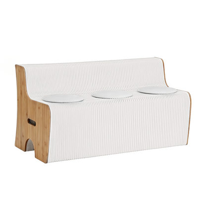 Artiss Folding Kraft Paper Sofa 3 Seater Accordion Bench with PU Leather Cushion Collapsible Couch 300kg Capacity 150x59x63cm-Furniture > Sofas > Sofas &amp; Sofa Beds-PEROZ Accessories