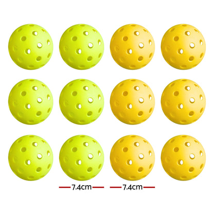 Everfit 12PC Pickleballs Set 40-Hole Design Indoor Outdoor Durable PE Balls Green/Yellow-Sports &amp; Fitness &gt; Racquet Sports &gt; Pickleball-PEROZ Accessories