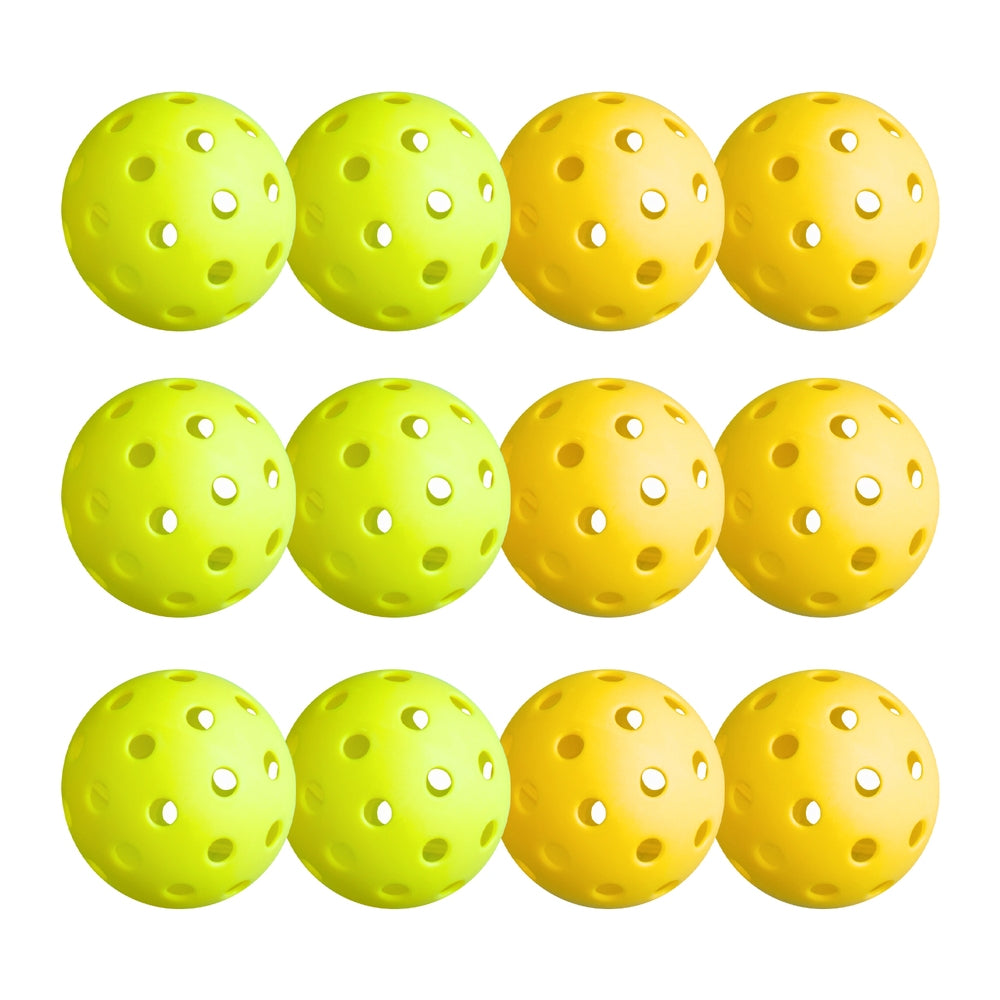 Everfit 12PC Pickleballs Set 40-Hole Design Indoor Outdoor Durable PE Balls Green/Yellow-Sports &amp; Fitness &gt; Racquet Sports &gt; Pickleball-PEROZ Accessories