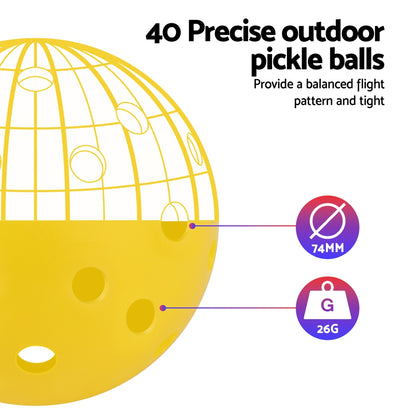 Everfit 12PC Pickleballs Set 40-Hole Design Indoor Outdoor Durable PE Balls Green/Yellow-Sports &amp; Fitness &gt; Racquet Sports &gt; Pickleball-PEROZ Accessories