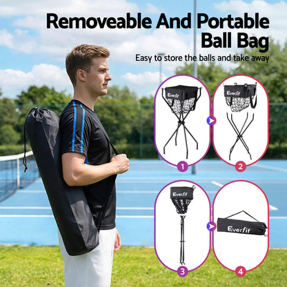 Everfit Portable Ball Cart Foldable Pickleball Tennis Baseball Softball-Sports &amp; Fitness > Racquet Sports > Pickleball-PEROZ Accessories