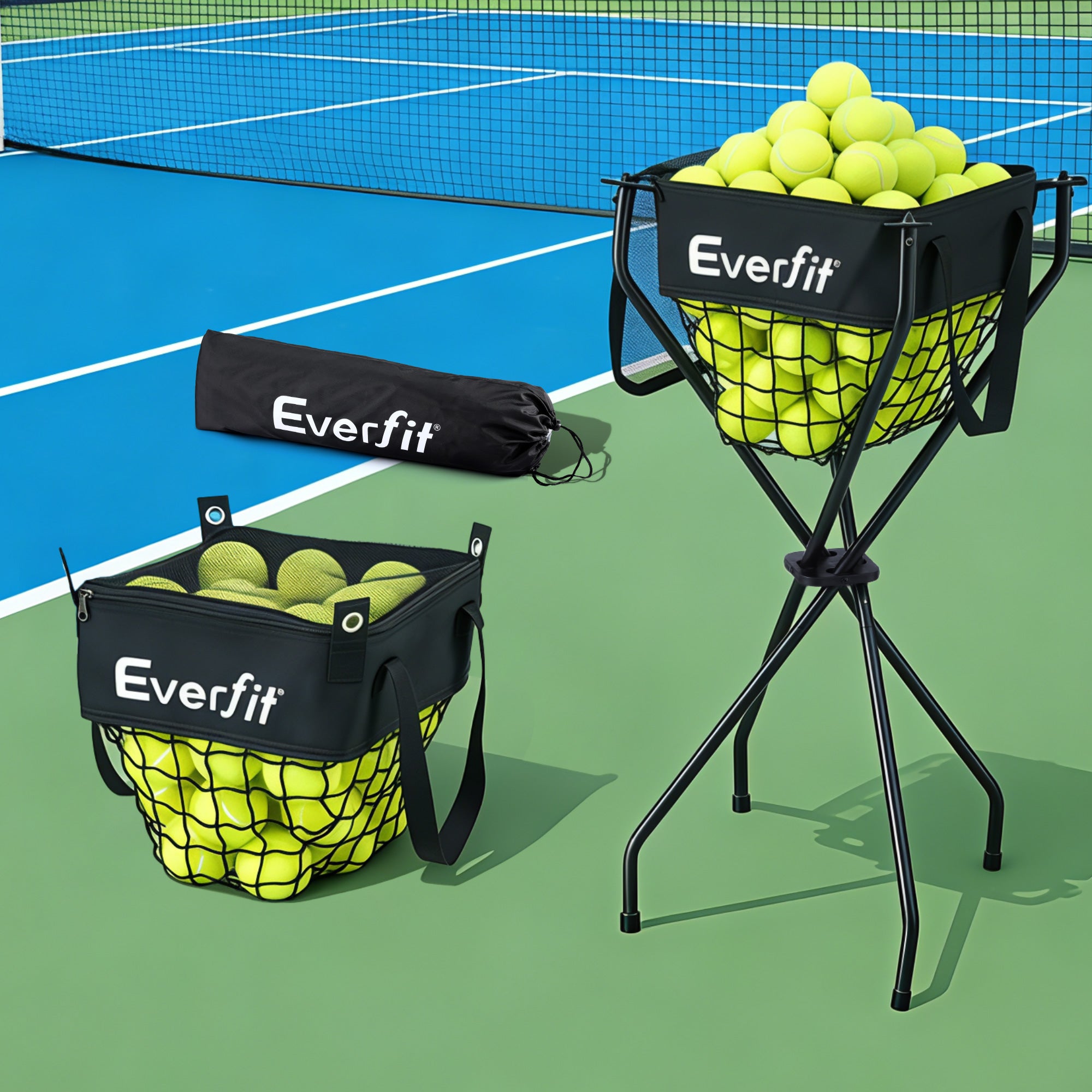 Everfit Portable Ball Cart Foldable Pickleball Tennis Baseball Softball-Sports &amp; Fitness > Racquet Sports > Pickleball-PEROZ Accessories