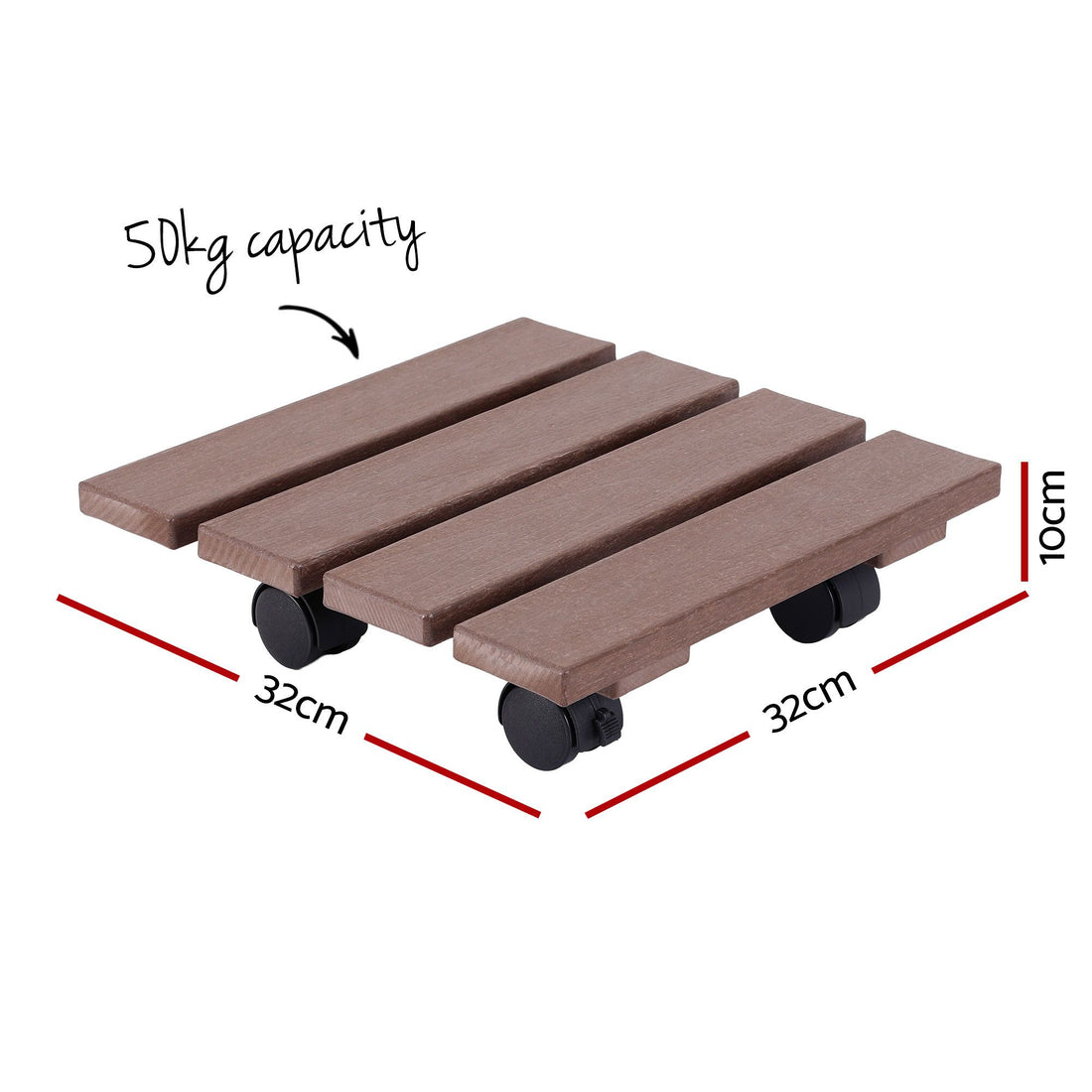 Gardeon 2PC Plant Carts HDPE Plant Caddy With Lockable Wheels Rolling Brown-Home &amp; Garden > Garden Beds > Garden Beds &amp; Planters-PEROZ Accessories