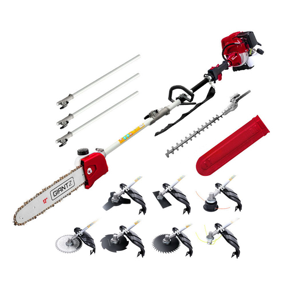 Giantz 4 Stroke Pole Chainsaw Petrol Hedge Trimmer Tree Pruner 12&