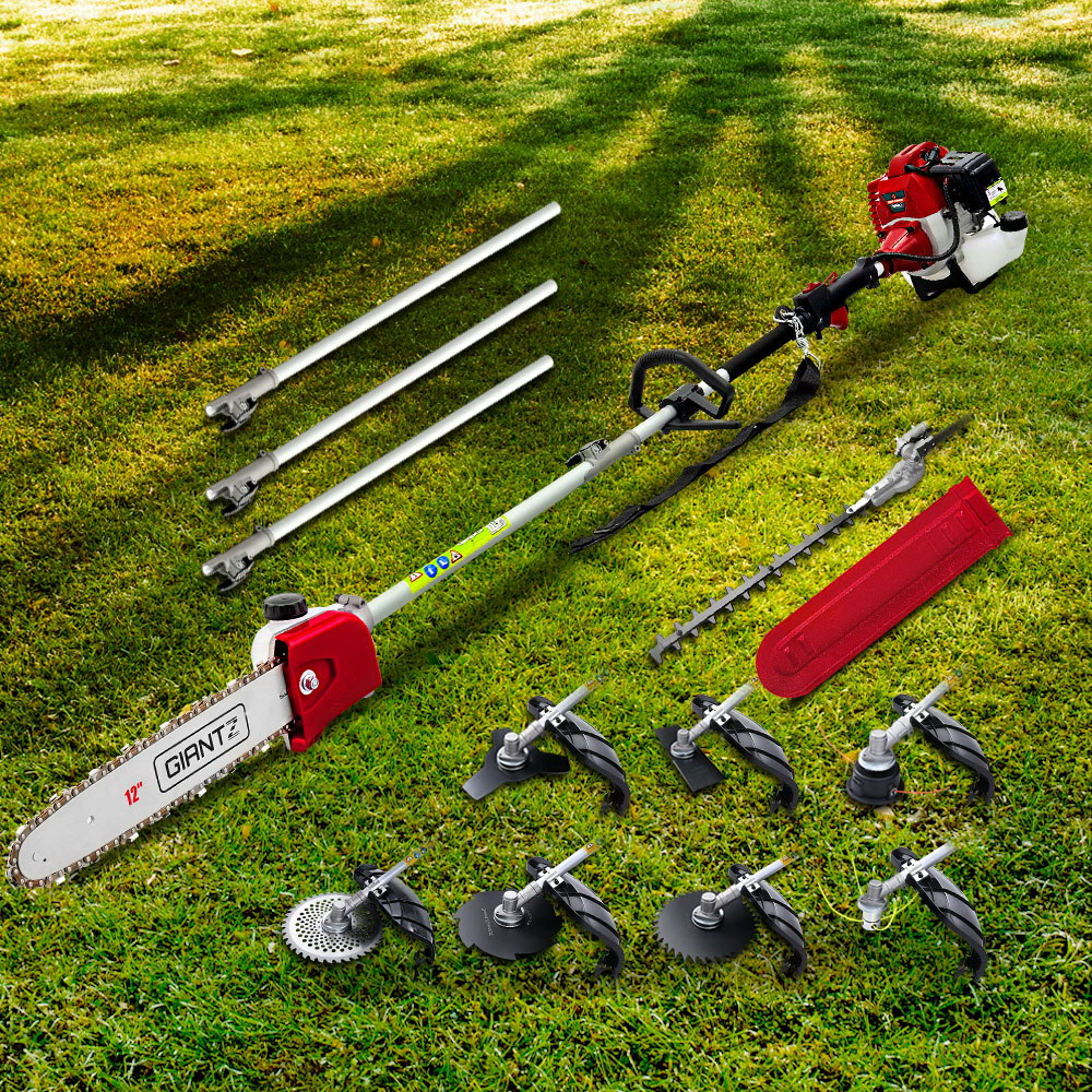 Giantz Pole Chainsaw 2 Stroke Petrol Tree Pruner Long Reach Saw 12 Inch Bar 9 In 1-Tools > Power Tools > Chainsaws-PEROZ Accessories
