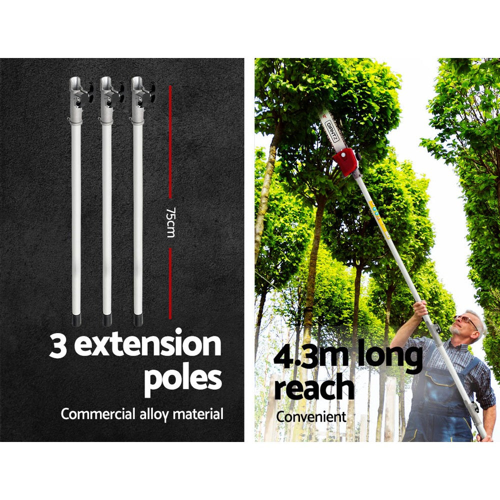 Giantz 62CC Pole Chainsaw Hedge Trimmer 12in Chain Saw 4.3m Long Reach-Tools &gt; Power Tools &gt; Chainsaws-PEROZ Accessories