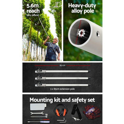 Giantz Pole Chainsaw 2 Stroke Petrol Tree Pruner Long Reach Saw 12 Inch Bar 7 In 1-Tools > Power Tools-PEROZ Accessories