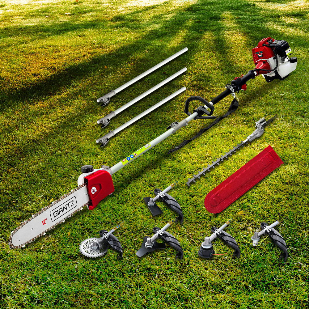 Giantz Pole Chainsaw 2 Stroke Petrol Tree Pruner Long Reach Saw 12 Inch Bar 7 In 1-Tools > Power Tools-PEROZ Accessories