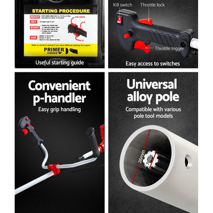 Giantz 2 Stroke Pole Chainsaw Petrol Hedge Trimmer Tree Pruner 7 In 1-Tools > Power Tools-PEROZ Accessories