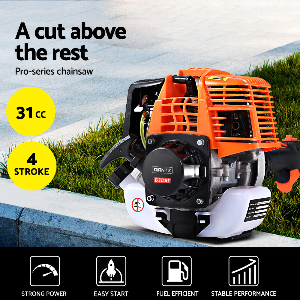 Giantz Pole 4 Stroke Chainsaw Petrol Tree Pruner Long Reach Saw 12 Inch Bar-Tools > Power Tools-PEROZ Accessories