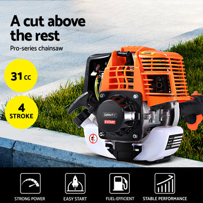 Giantz Pole 4 Stroke Chainsaw Petrol Tree Pruner Long Reach Saw 12 Inch Bar-Tools > Power Tools-PEROZ Accessories