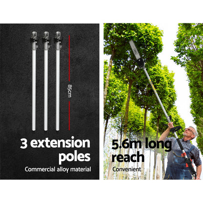 Giantz 62CC Pole Chainsaw 12in Chain Saw Petrol 5.6m Long Reach Black-Tools &gt; Power Tools &gt; Chainsaws-PEROZ Accessories
