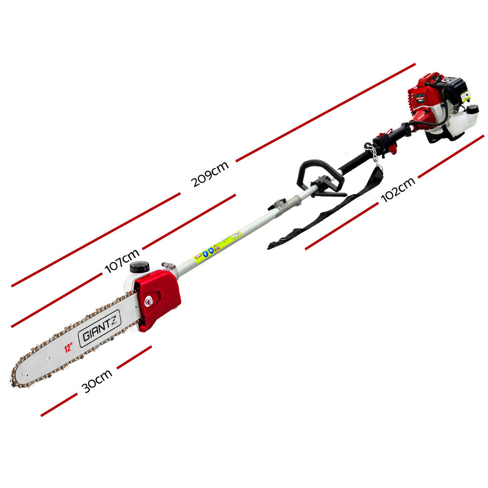 Giantz Pole Chainsaw 2 Stroke Petrol Tree Pruner Long Reach Saw 12 Inch Bar-Tools > Power Tools-PEROZ Accessories