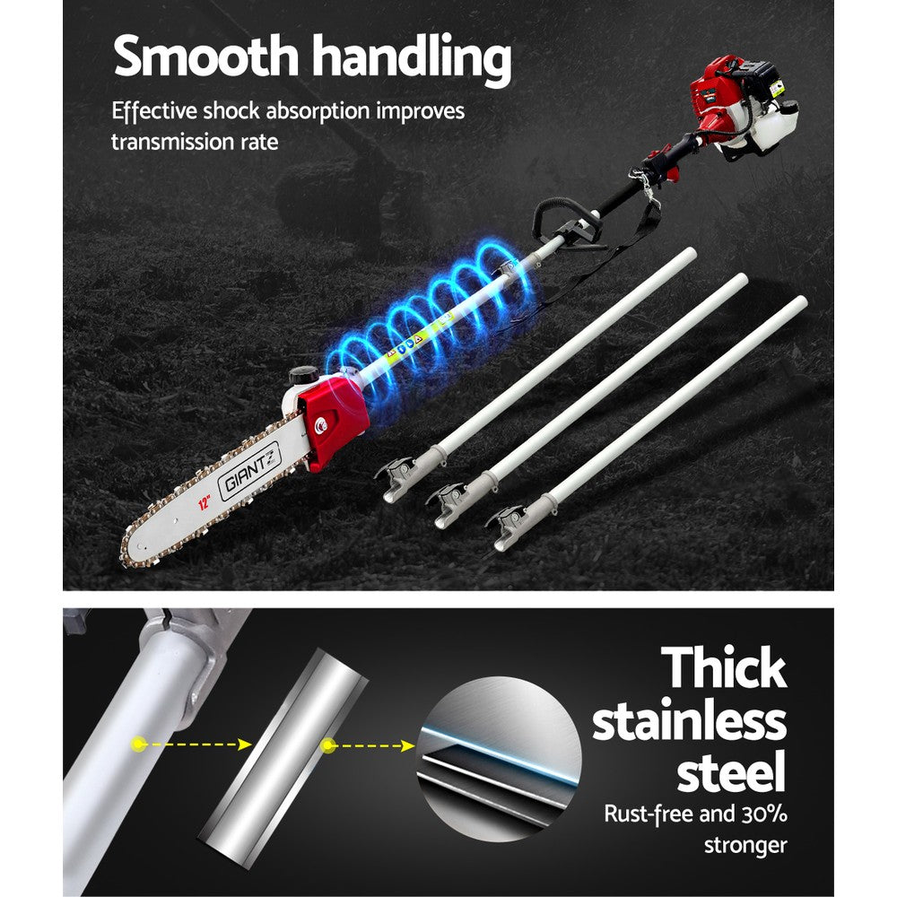 Giantz Pole Chainsaw 2 Stroke Petrol Tree Pruner Long Reach Saw 12 Inch Bar-Tools > Power Tools-PEROZ Accessories