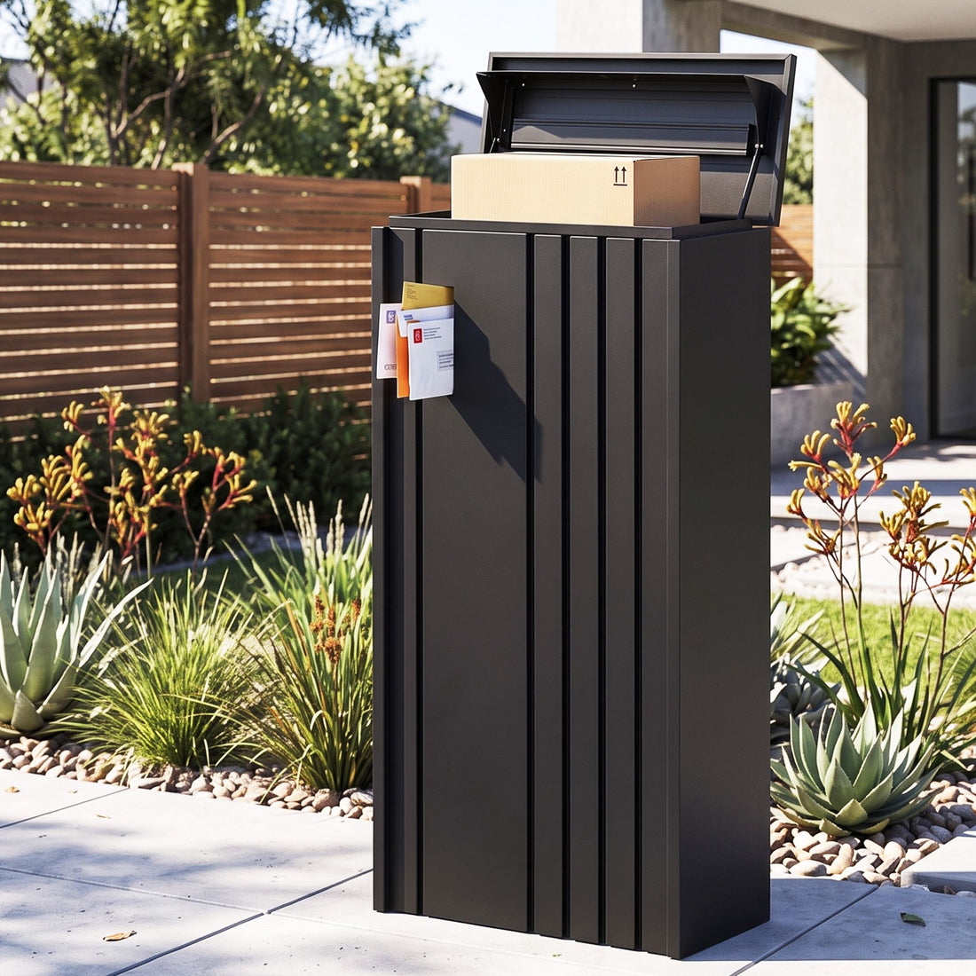 Gardeon Parcel Letterbox Drop Box Package Slot MailBox Black-Commercial > Packaging > Postage Satchels &amp; Boxes-PEROZ Accessories