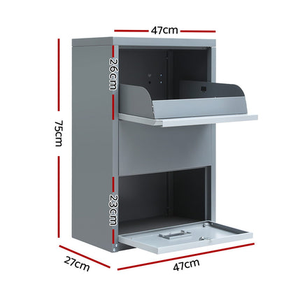 Gardeon Parcel Letterbox Drop Box Package Grey-Home &amp; Garden &gt; Storage &gt; Storage Cabinets &amp; Lockers-PEROZ Accessories