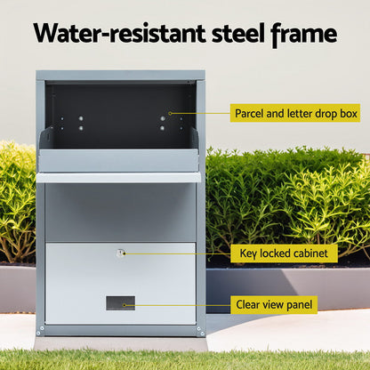 Gardeon Parcel Letterbox Drop Box Package Grey-Home &amp; Garden &gt; Storage &gt; Storage Cabinets &amp; Lockers-PEROZ Accessories